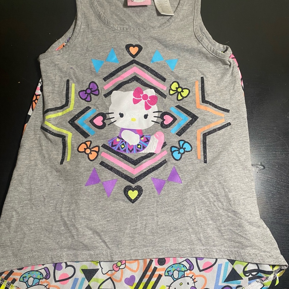 Y2K Hello Kitty Gray & Neon Tank Top for Kids size 6